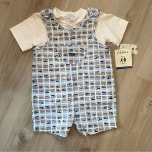 Vintage Carter's Sailboat Patterned Kids Overall Outfit